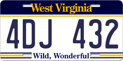 WV license plate 4DJ432