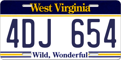 WV license plate 4DJ654