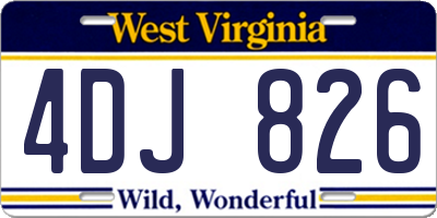 WV license plate 4DJ826