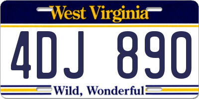 WV license plate 4DJ890