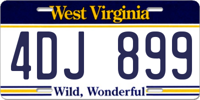 WV license plate 4DJ899