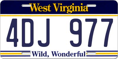 WV license plate 4DJ977