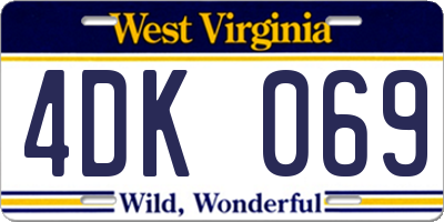 WV license plate 4DK069