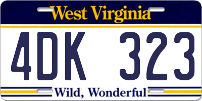 WV license plate 4DK323