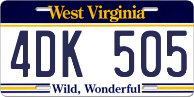WV license plate 4DK505