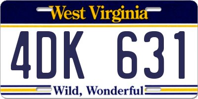 WV license plate 4DK631