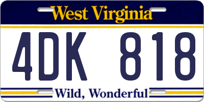 WV license plate 4DK818