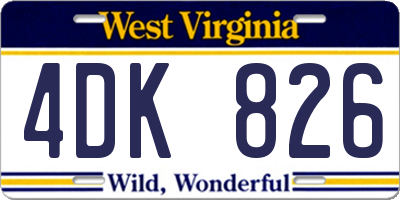 WV license plate 4DK826