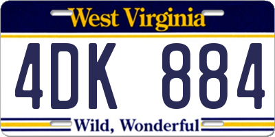 WV license plate 4DK884