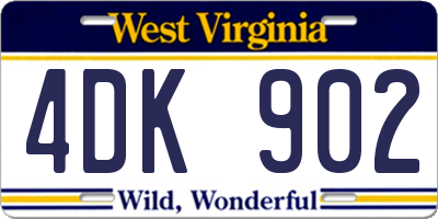 WV license plate 4DK902