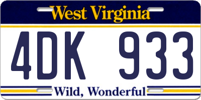 WV license plate 4DK933