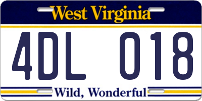 WV license plate 4DL018