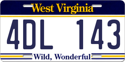 WV license plate 4DL143