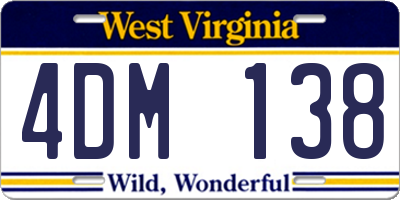 WV license plate 4DM138