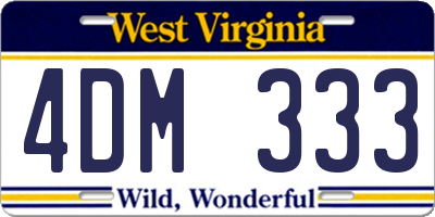 WV license plate 4DM333