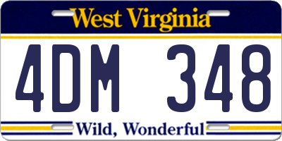 WV license plate 4DM348