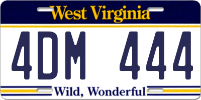WV license plate 4DM444
