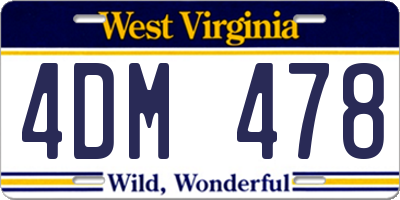 WV license plate 4DM478