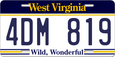 WV license plate 4DM819