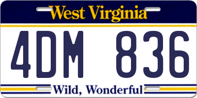 WV license plate 4DM836