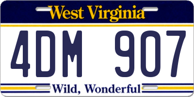 WV license plate 4DM907