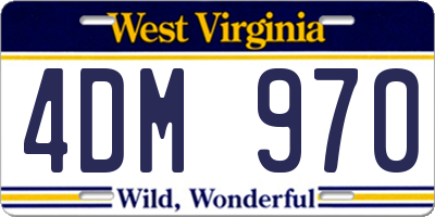 WV license plate 4DM970