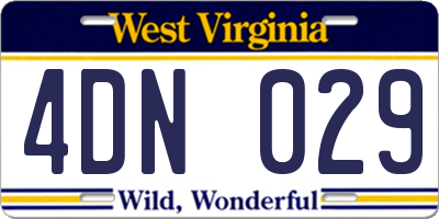 WV license plate 4DN029