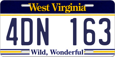 WV license plate 4DN163