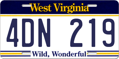WV license plate 4DN219
