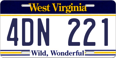 WV license plate 4DN221