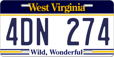 WV license plate 4DN274
