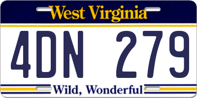 WV license plate 4DN279
