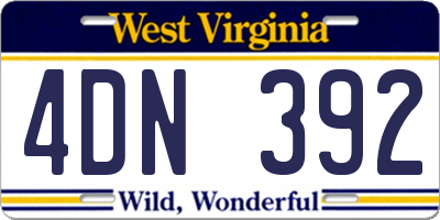 WV license plate 4DN392