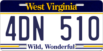 WV license plate 4DN510