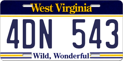 WV license plate 4DN543