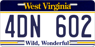 WV license plate 4DN602