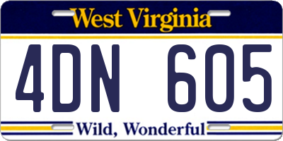 WV license plate 4DN605