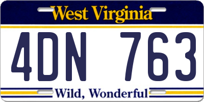 WV license plate 4DN763