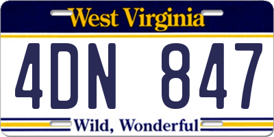 WV license plate 4DN847