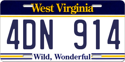 WV license plate 4DN914