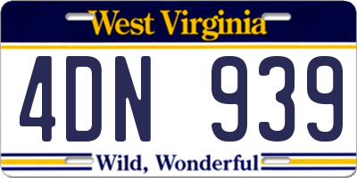 WV license plate 4DN939
