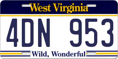 WV license plate 4DN953