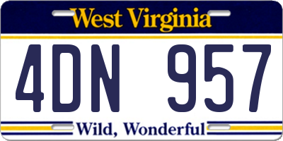 WV license plate 4DN957