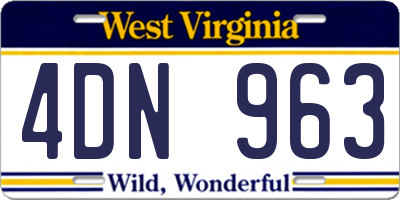 WV license plate 4DN963
