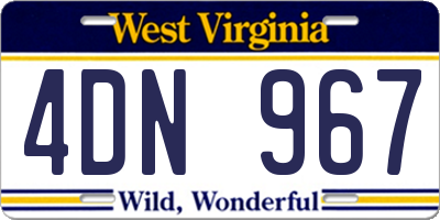 WV license plate 4DN967