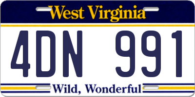 WV license plate 4DN991