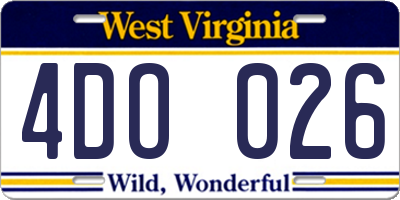 WV license plate 4DO026