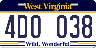 WV license plate 4DO038