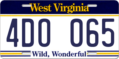 WV license plate 4DO065