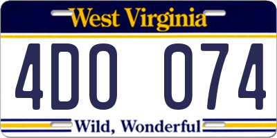 WV license plate 4DO074
